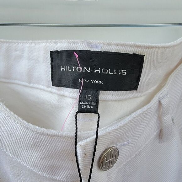Hilton Hollis Womens 10 Minimalist White Straight Leg Mid Rise Neutral Jeans - Picture 3 of 9